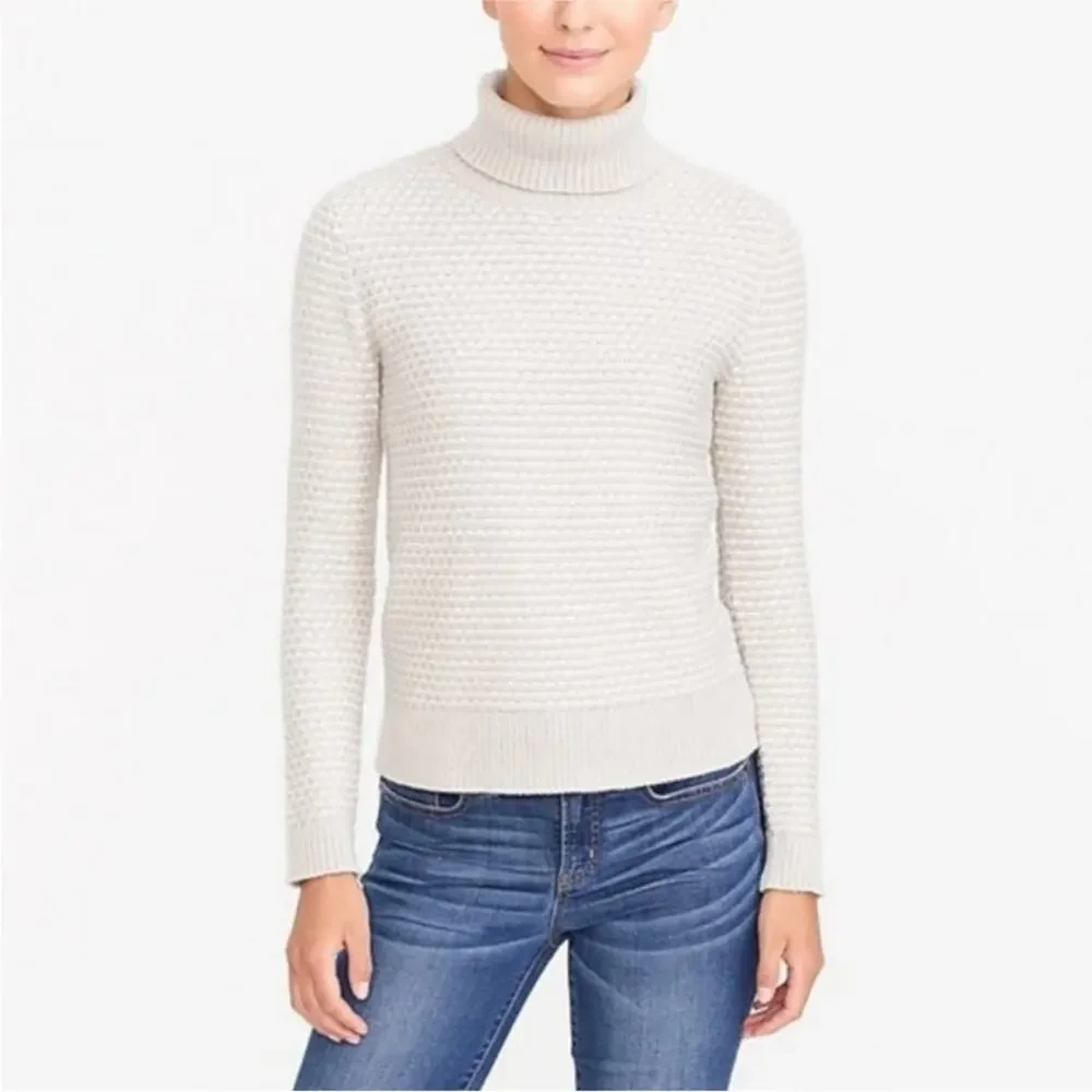 J Crew Textured Turtleneck Winter Knit Sweater SMALL H3909 Grey Gray